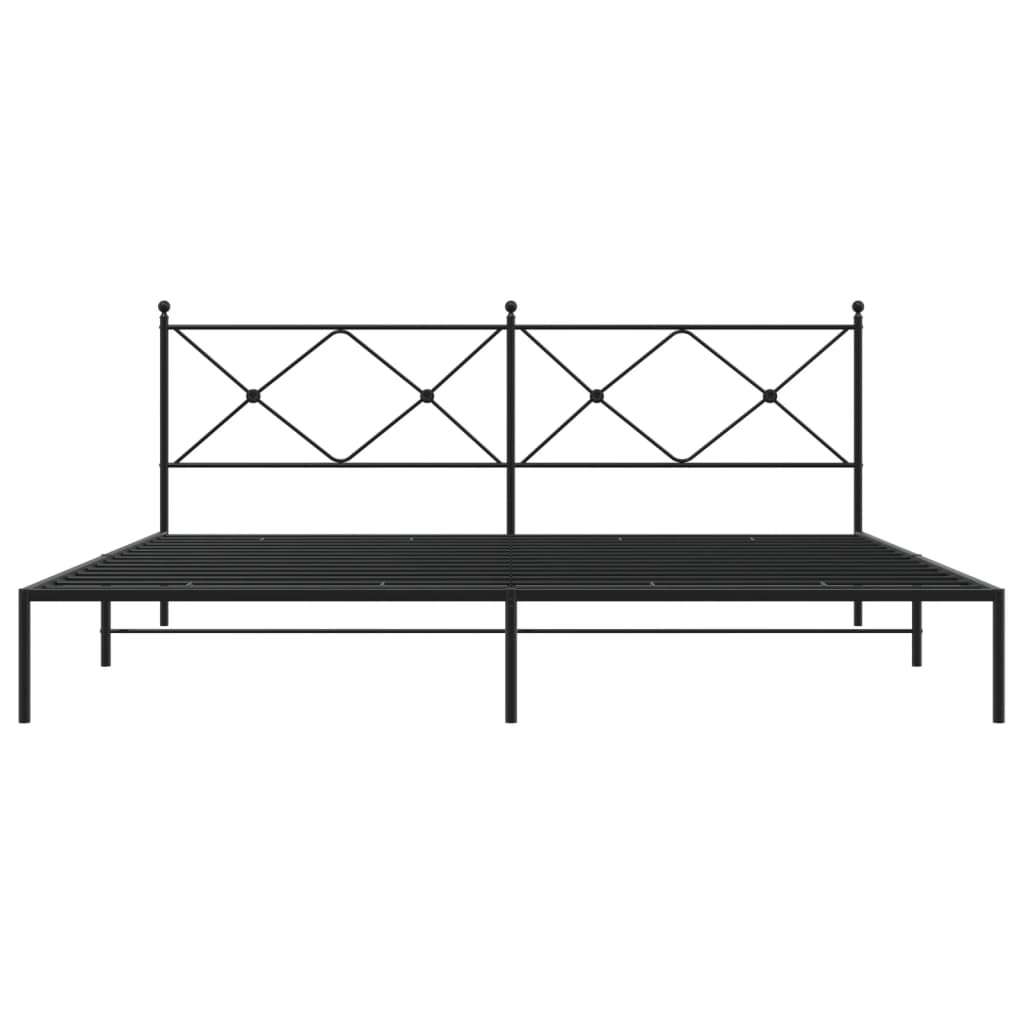 Cadru de pat metalic cu tăblie, negru, 200x200 cm GartenMobel Dekor