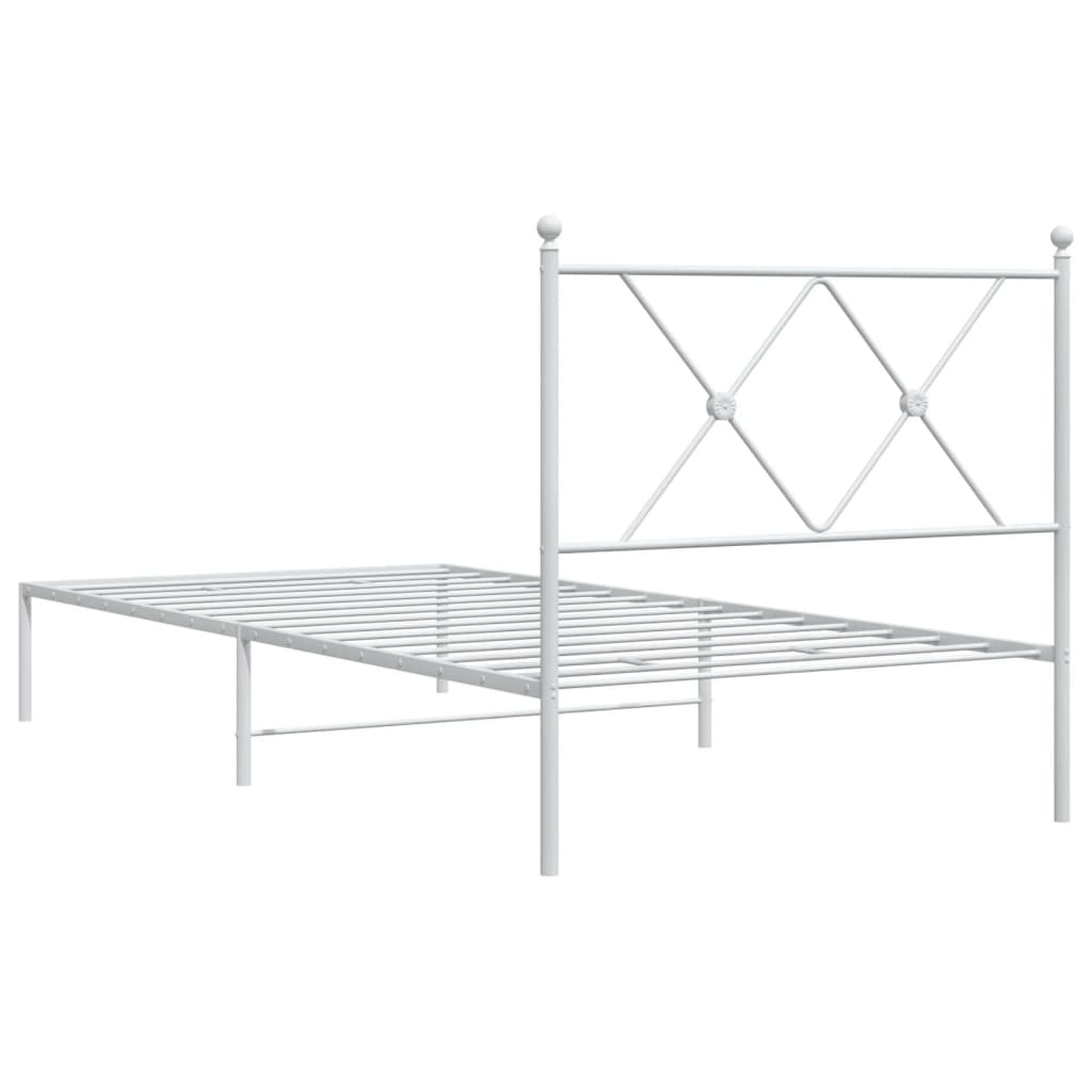 Cadru pat metalic cu tăblie, alb, 90x200 cm GartenMobel Dekor