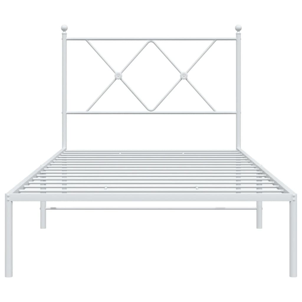 Cadru pat metalic cu tăblie, alb, 90x200 cm GartenMobel Dekor