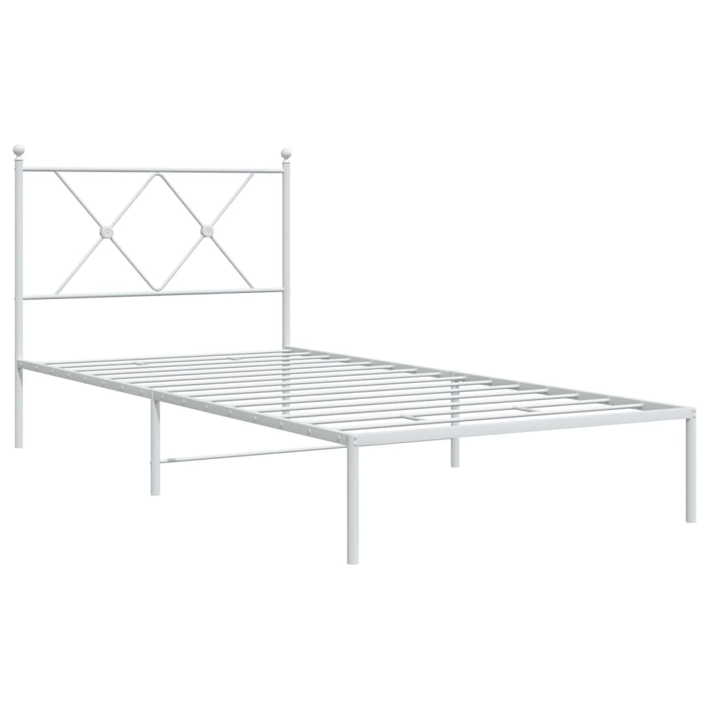 Cadru pat metalic cu tăblie, alb, 90x200 cm GartenMobel Dekor