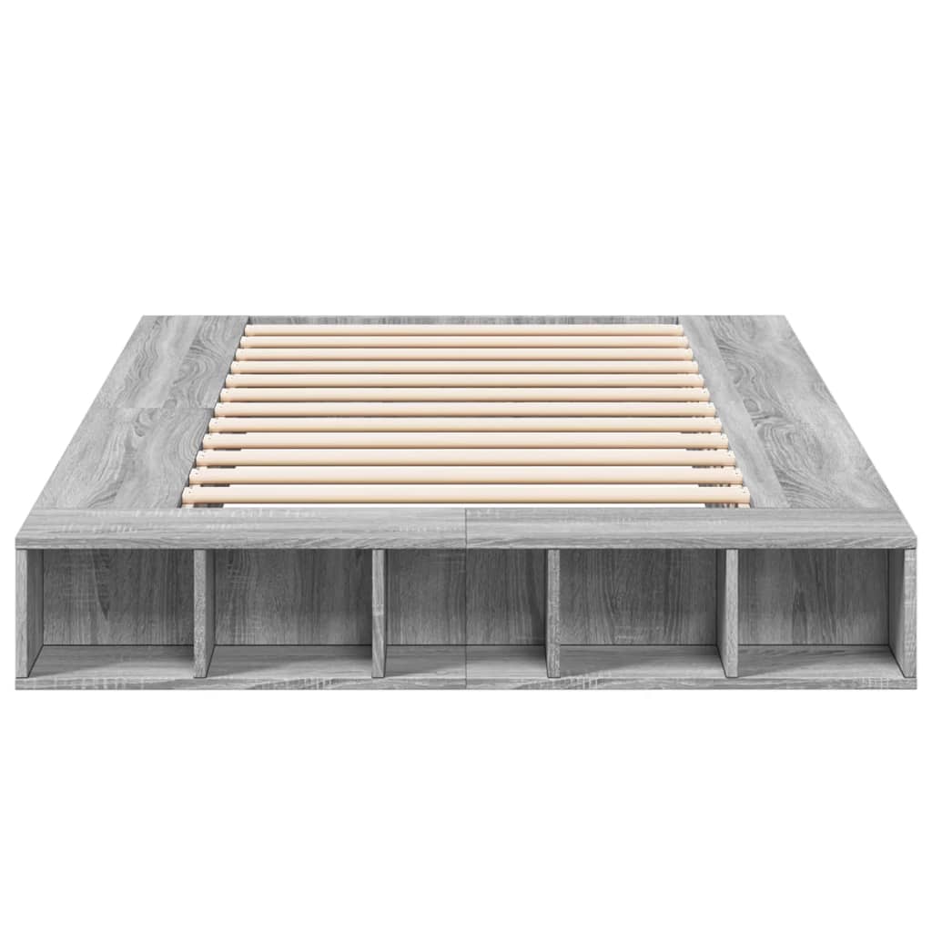 Cadru de pat, gri sonoma, 140x190 cm, lemn prelucrat GartenMobel Dekor