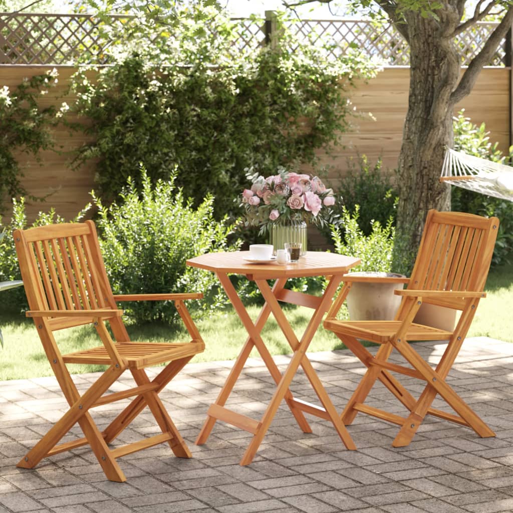 Set de bistro pliabil, 3 piese, lemn masiv de acacia GartenMobel Dekor