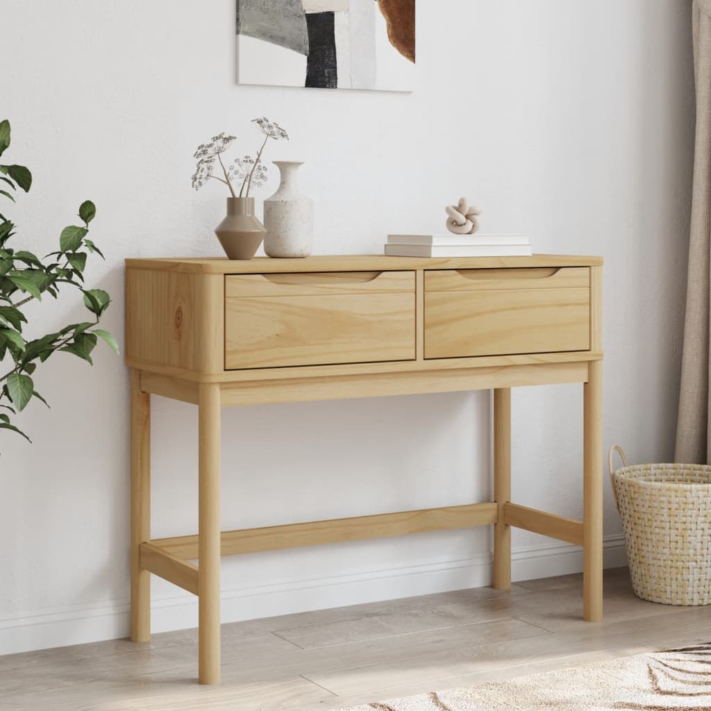 Măsuță consolă FLORO maro ceară 89,5x36,5x73 cm lemn masiv pin GartenMobel Dekor