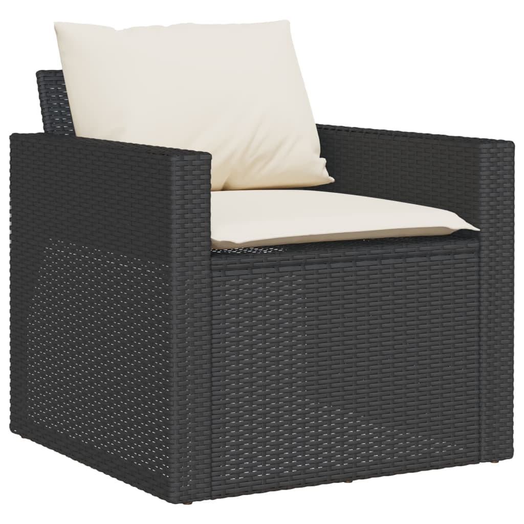 Set mobilier de grădină cu perne, 4 piese, negru, poliratan GartenMobel Dekor