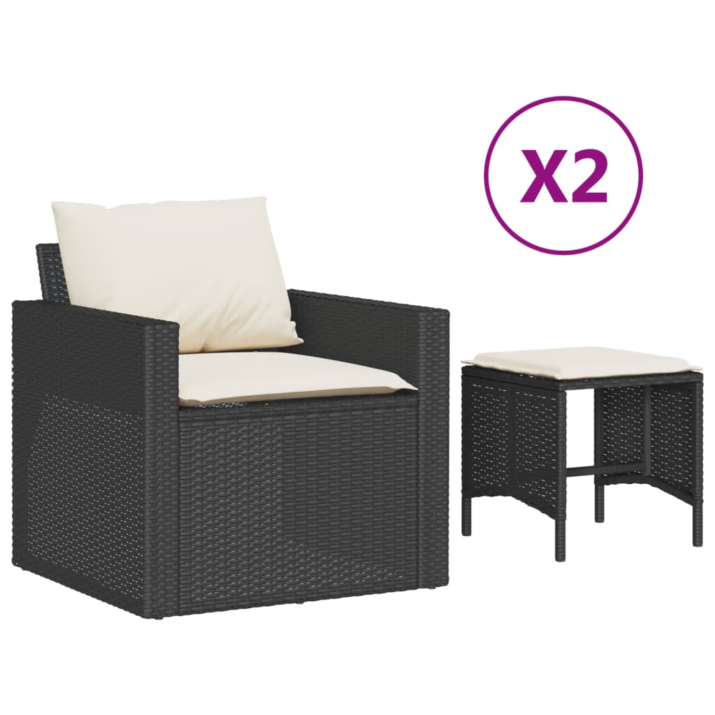 Set mobilier de grădină cu perne, 4 piese, negru, poliratan GartenMobel Dekor