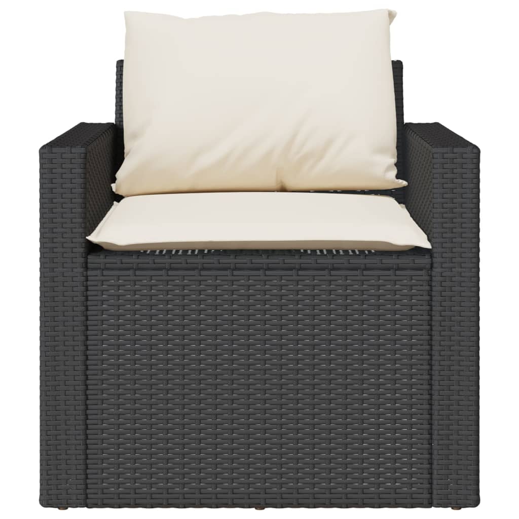 Set mobilier de grădină cu perne, 4 piese, negru, poliratan GartenMobel Dekor