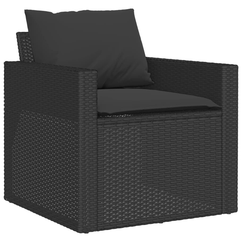 Set mobilier de grădină cu perne, 4 piese, negru, poliratan GartenMobel Dekor