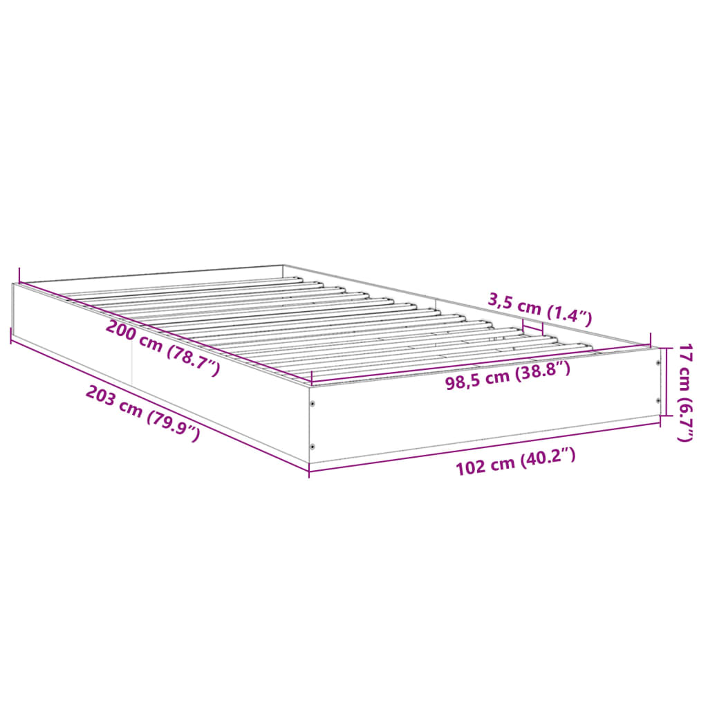 Cadru de pat, alb, 100x200 cm, lemn prelucrat GartenMobel Dekor