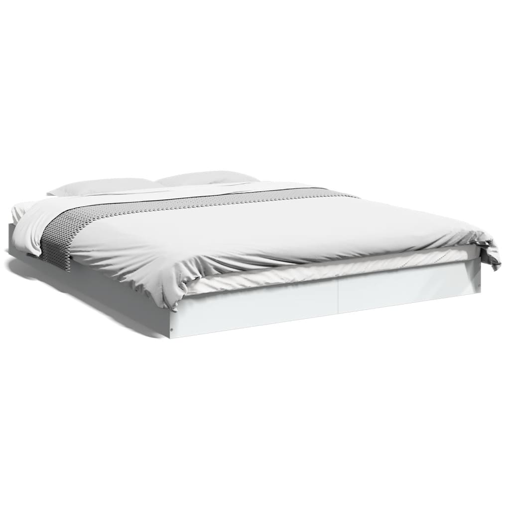 Cadru de pat, alb, 160x200 cm, lemn prelucrat GartenMobel Dekor