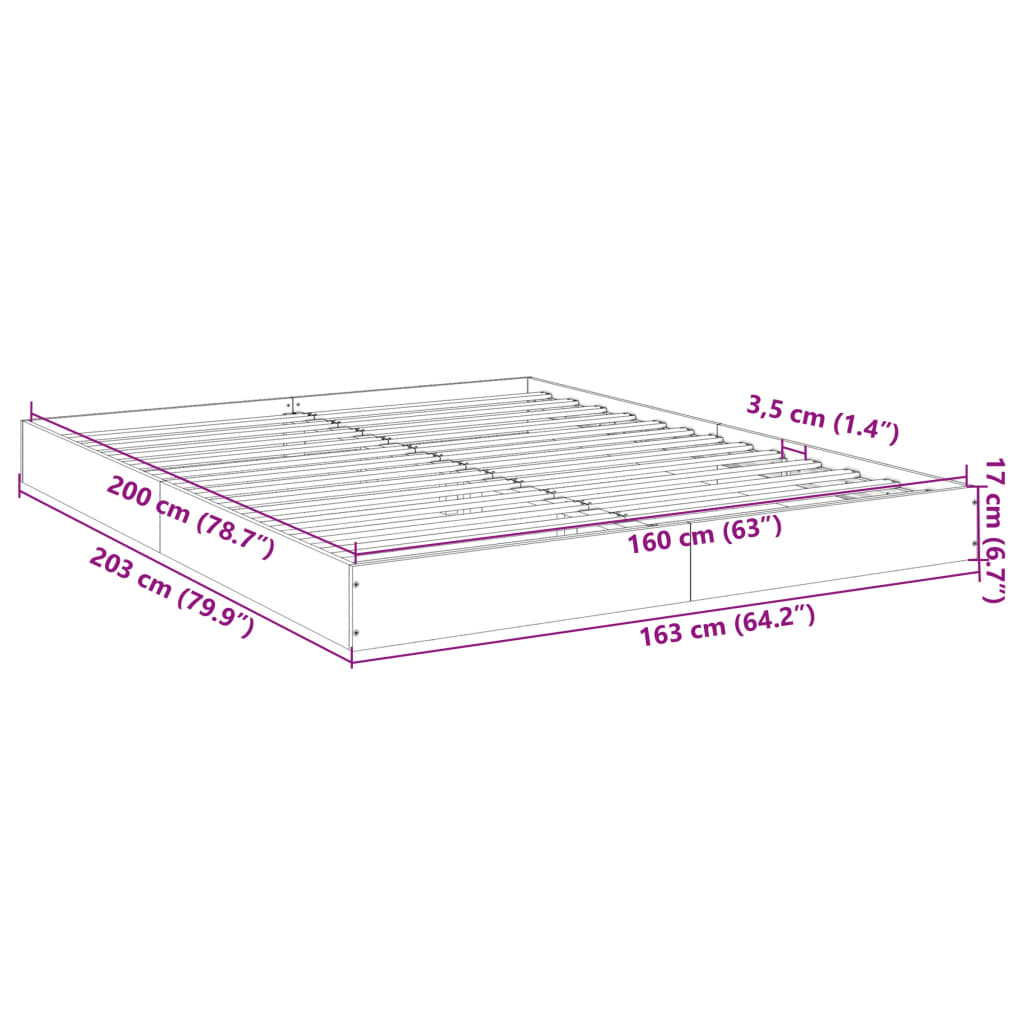 Cadru de pat, alb, 160x200 cm, lemn prelucrat GartenMobel Dekor