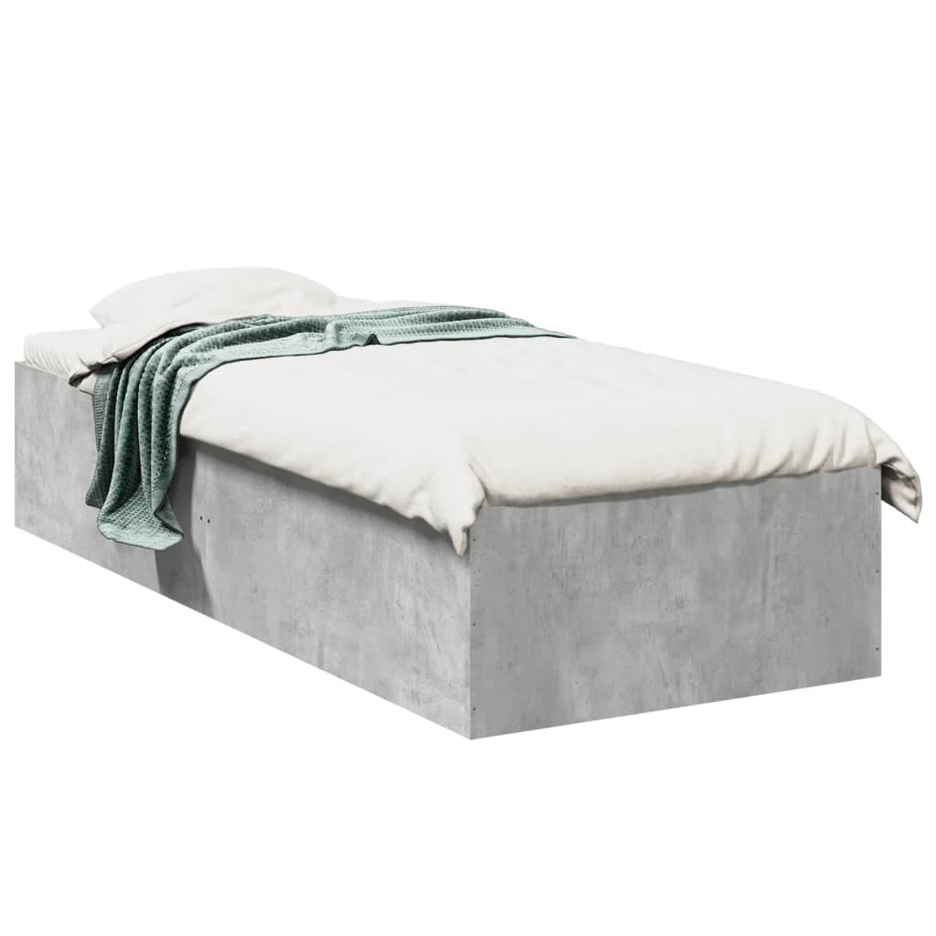 Cadru de pat, gri beton, 75x190 cm, lemn prelucrat GartenMobel Dekor