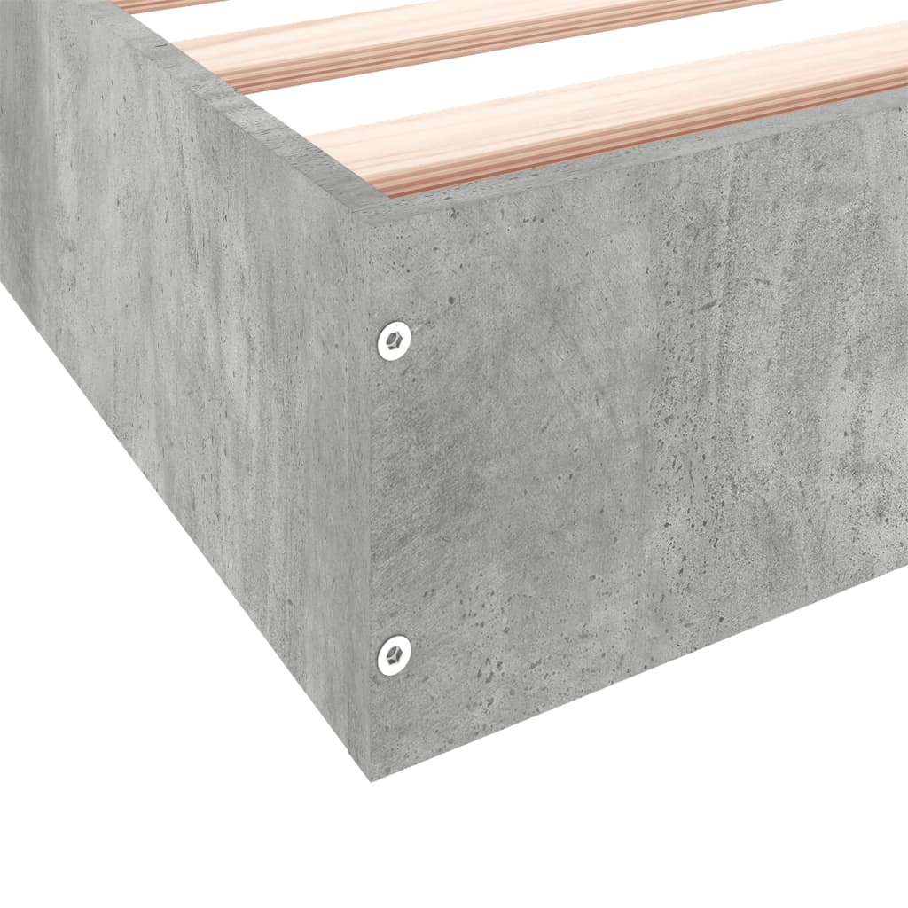 Cadru de pat, gri beton, 75x190 cm, lemn prelucrat GartenMobel Dekor