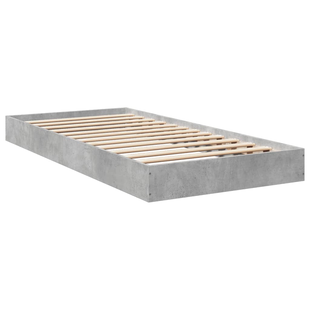 Cadru de pat, gri beton, 75x190 cm, lemn prelucrat GartenMobel Dekor