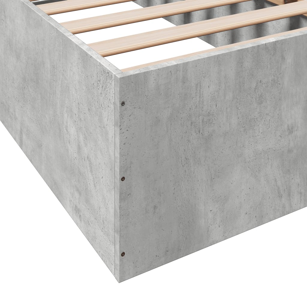 Cadru de pat, gri beton, 75x190 cm, lemn prelucrat GartenMobel Dekor