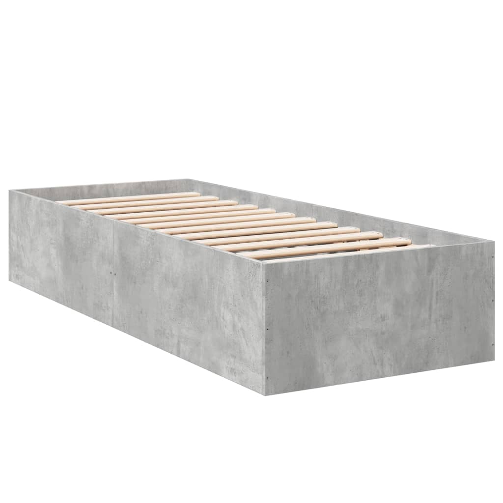 Cadru de pat, gri beton, 75x190 cm, lemn prelucrat GartenMobel Dekor