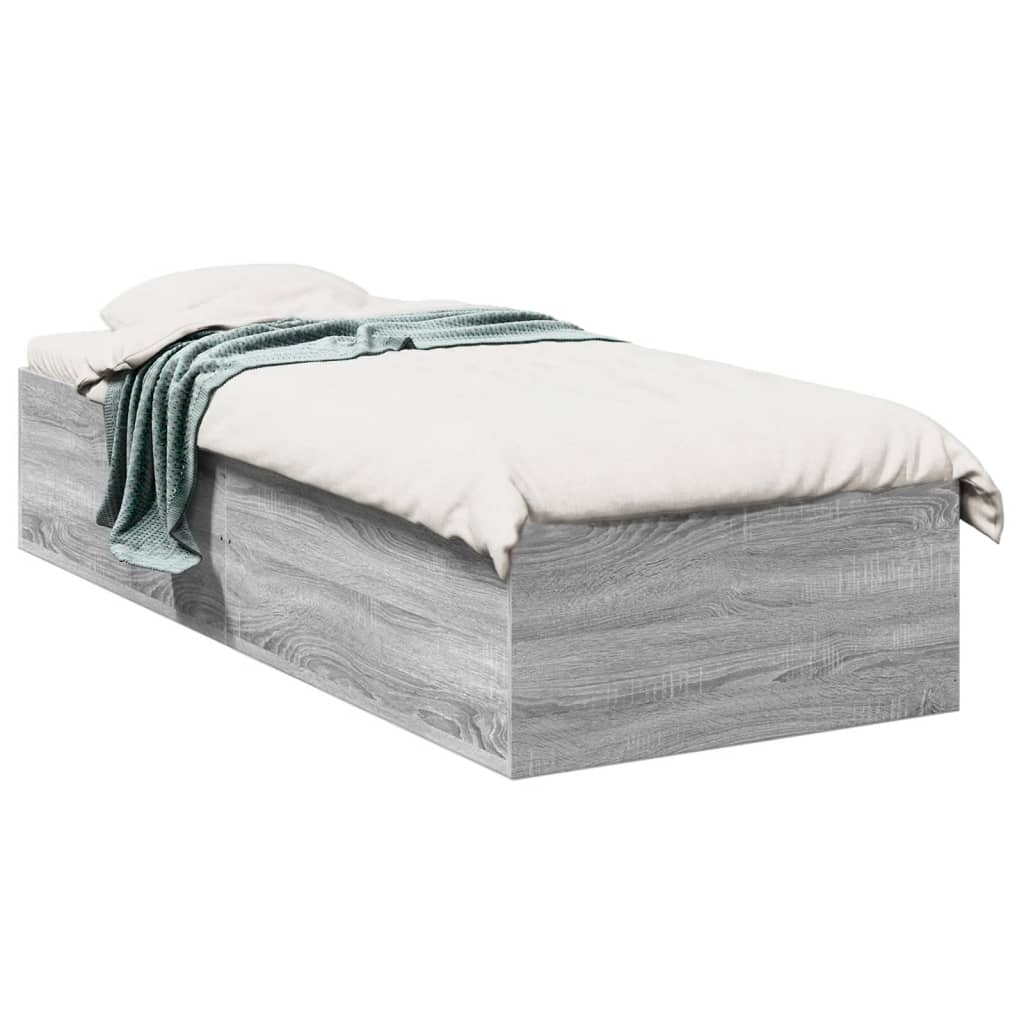 Cadru de pat, gri sonoma, 75x190 cm, lemn prelucrat GartenMobel Dekor