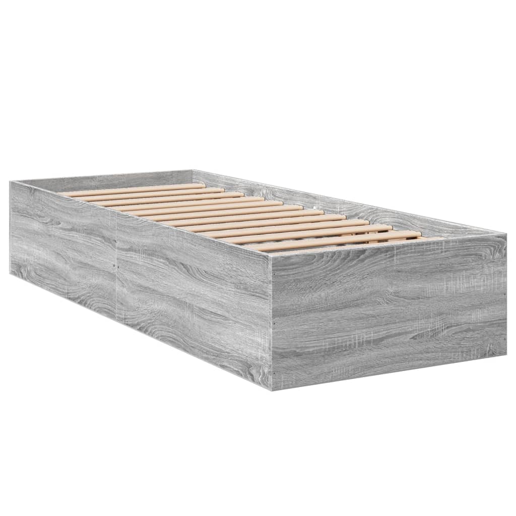 Cadru de pat, gri sonoma, 75x190 cm, lemn prelucrat GartenMobel Dekor