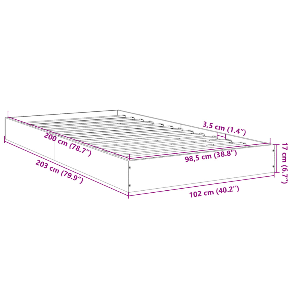 Cadru de pat, negru, 100x200 cm, lemn prelucrat GartenMobel Dekor