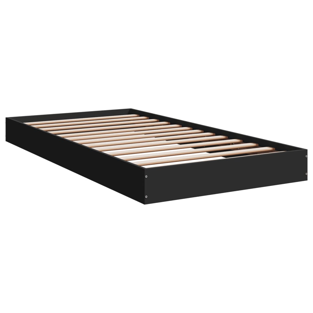 Cadru de pat, negru, 100x200 cm, lemn prelucrat GartenMobel Dekor