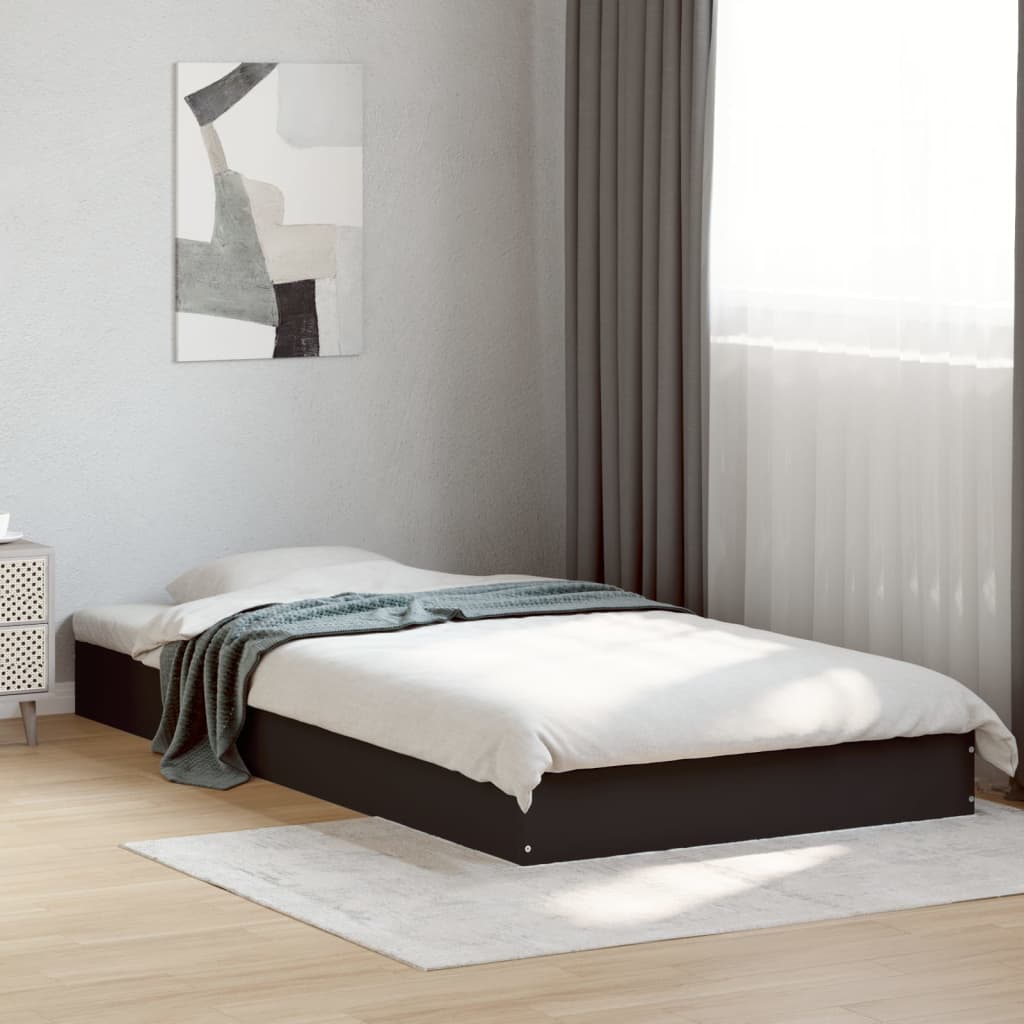 Cadru de pat, negru, 100x200 cm, lemn prelucrat GartenMobel Dekor