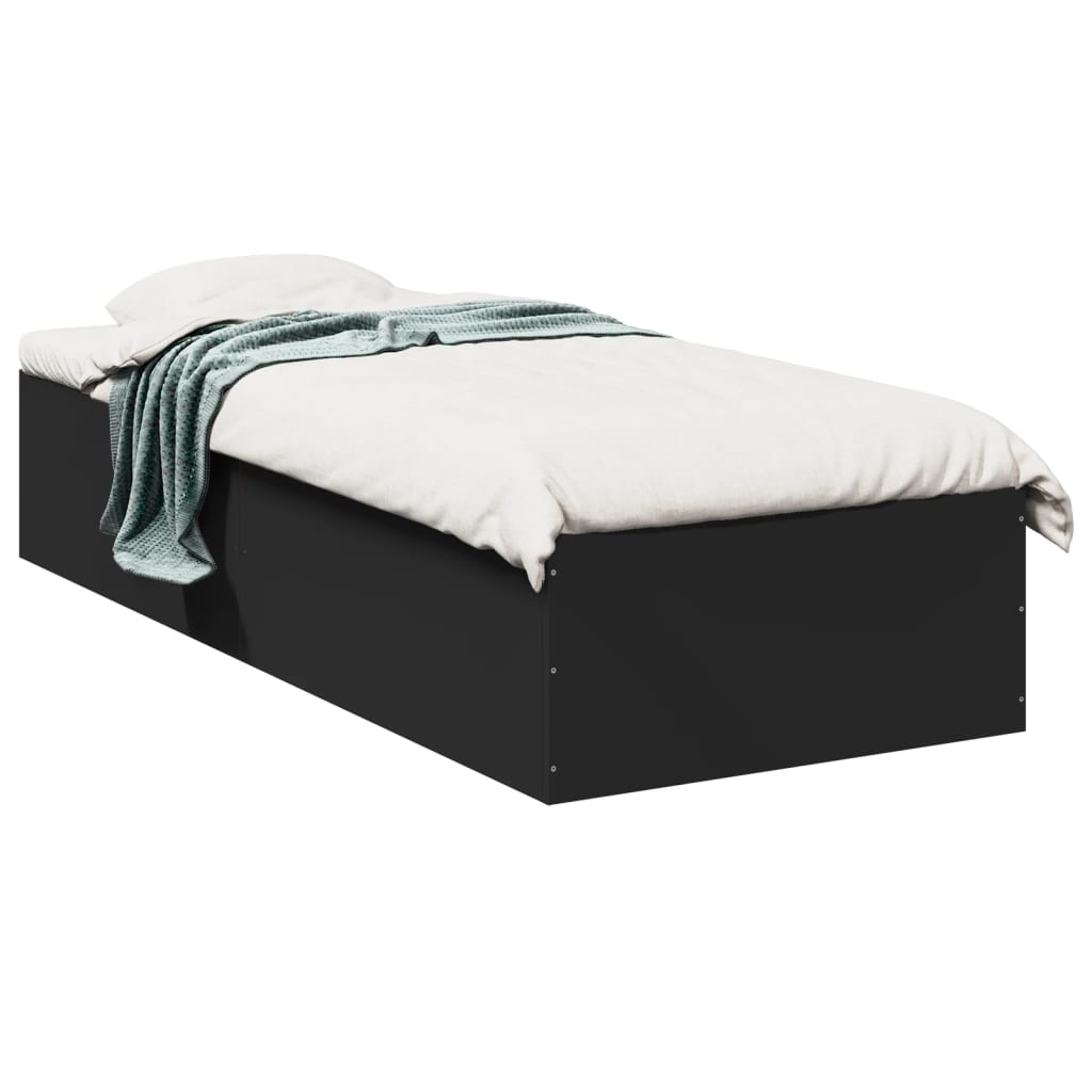 Cadru de pat, negru, 75x190 cm, lemn prelucrat GartenMobel Dekor