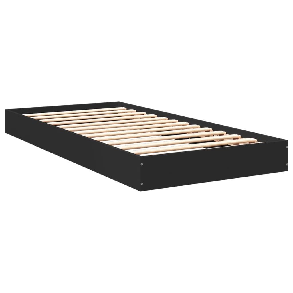 Cadru de pat, negru, 75x190 cm, lemn prelucrat GartenMobel Dekor
