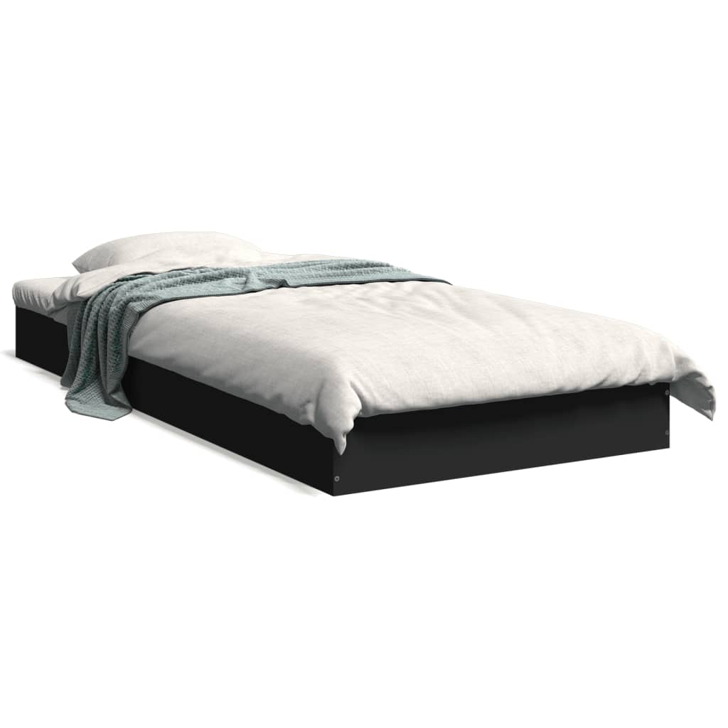 Cadru de pat, negru, 75x190 cm, lemn prelucrat GartenMobel Dekor