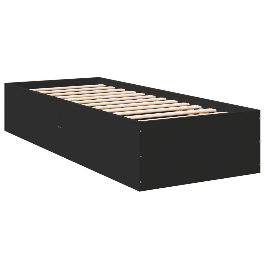 Cadru de pat, negru, 75x190 cm, lemn prelucrat GartenMobel Dekor