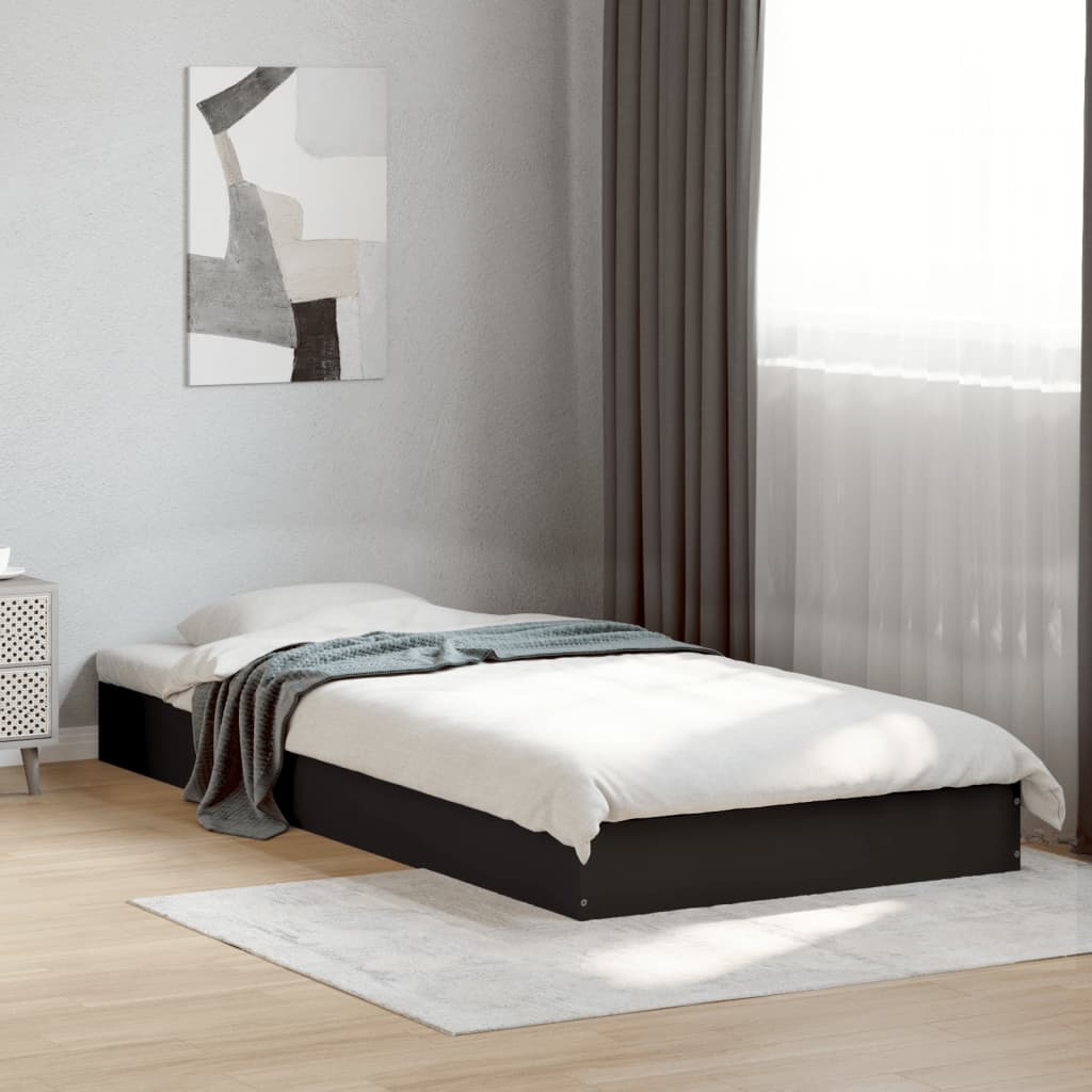 Cadru de pat, negru, 75x190 cm, lemn prelucrat GartenMobel Dekor