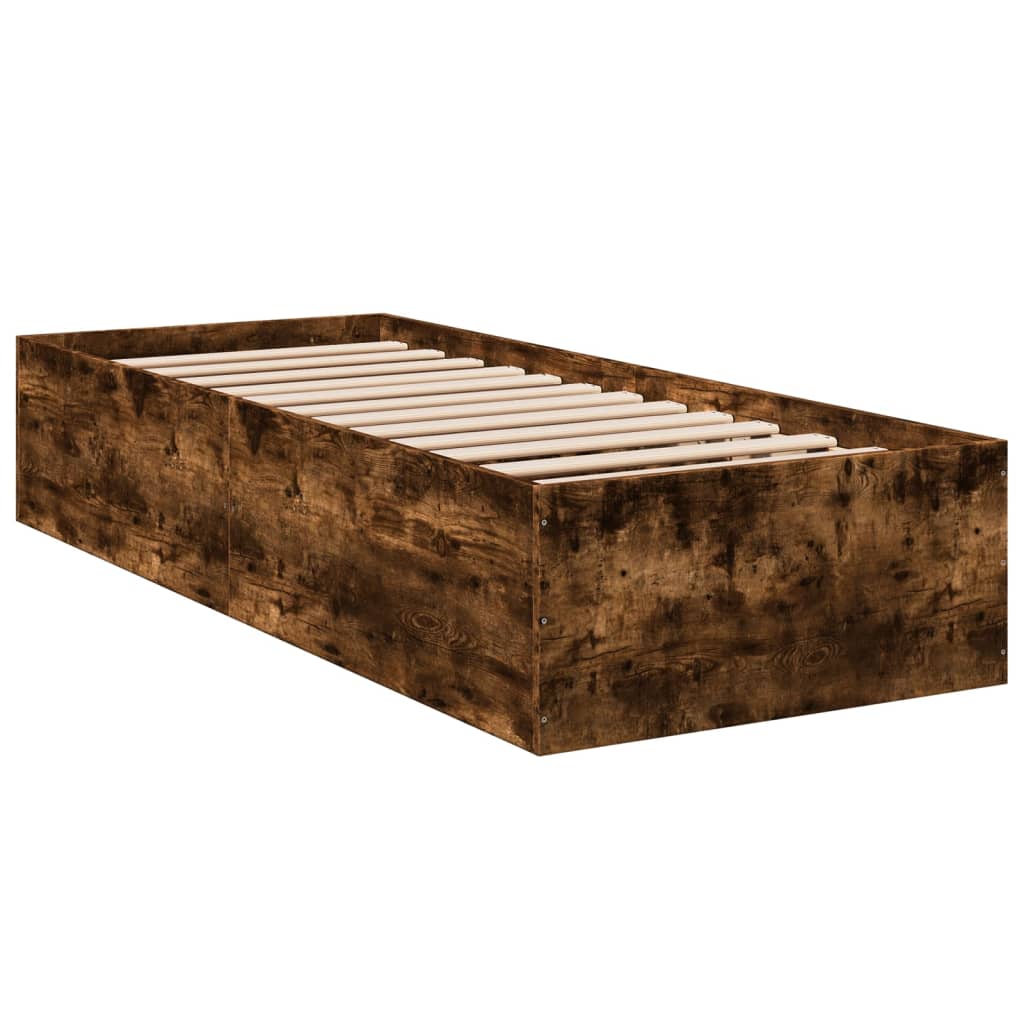 Cadru de pat, stejar fumuriu, 75x190 cm, lemn prelucrat GartenMobel Dekor