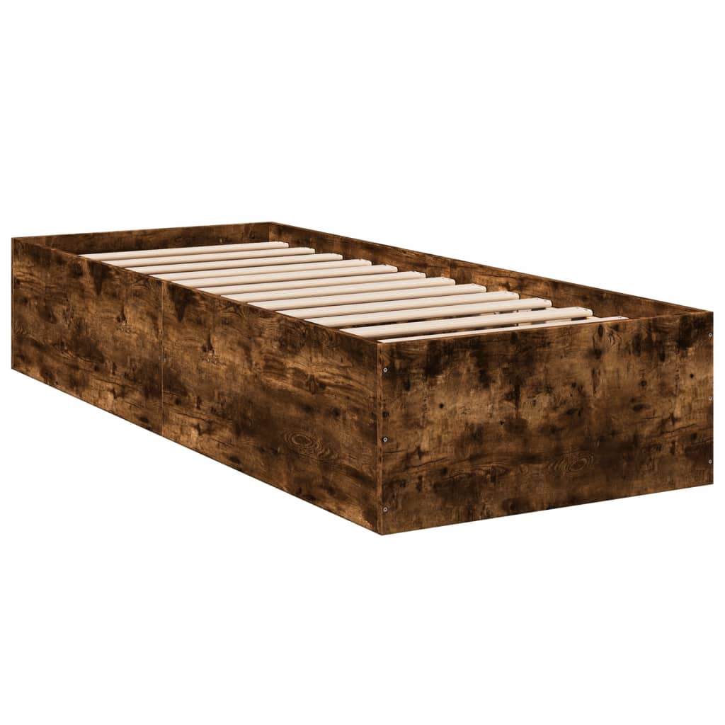 Cadru de pat, stejar fumuriu, 75x190 cm, lemn prelucrat GartenMobel Dekor