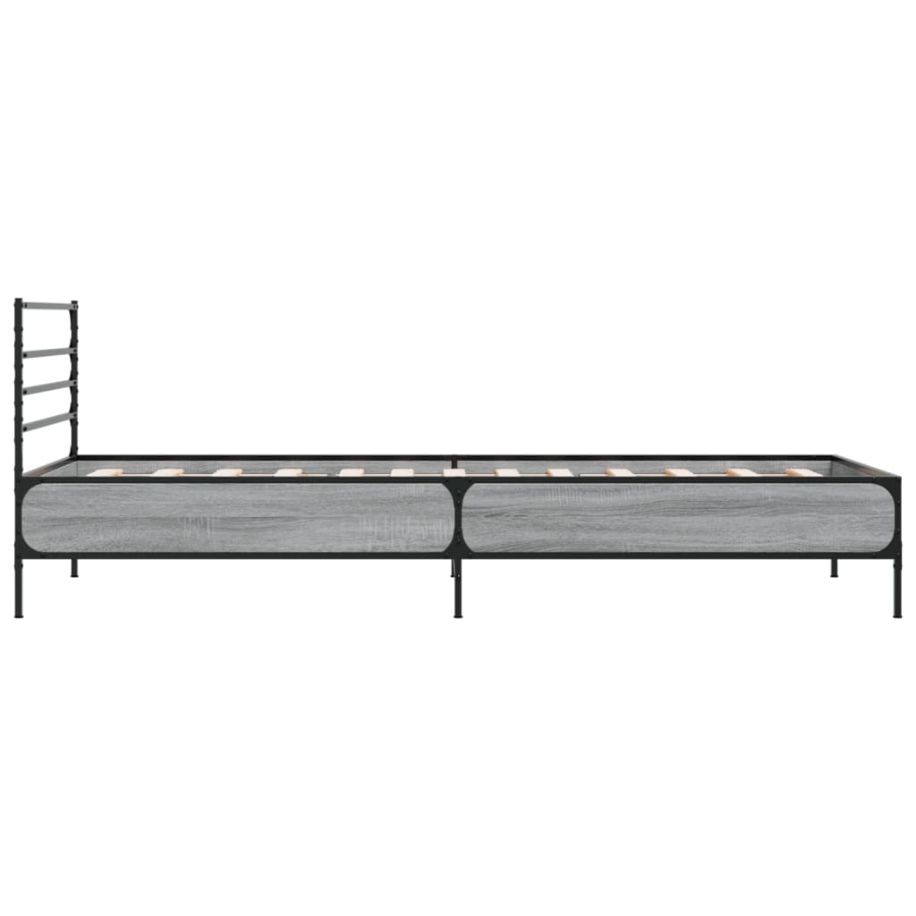 Cadru de pat, gri sonoma, 100x200 cm, lemn prelucrat și metal GartenMobel Dekor