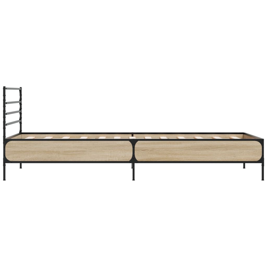 Cadru de pat, stejar sonoma, 100x200cm, lemn prelucrat și metal GartenMobel Dekor