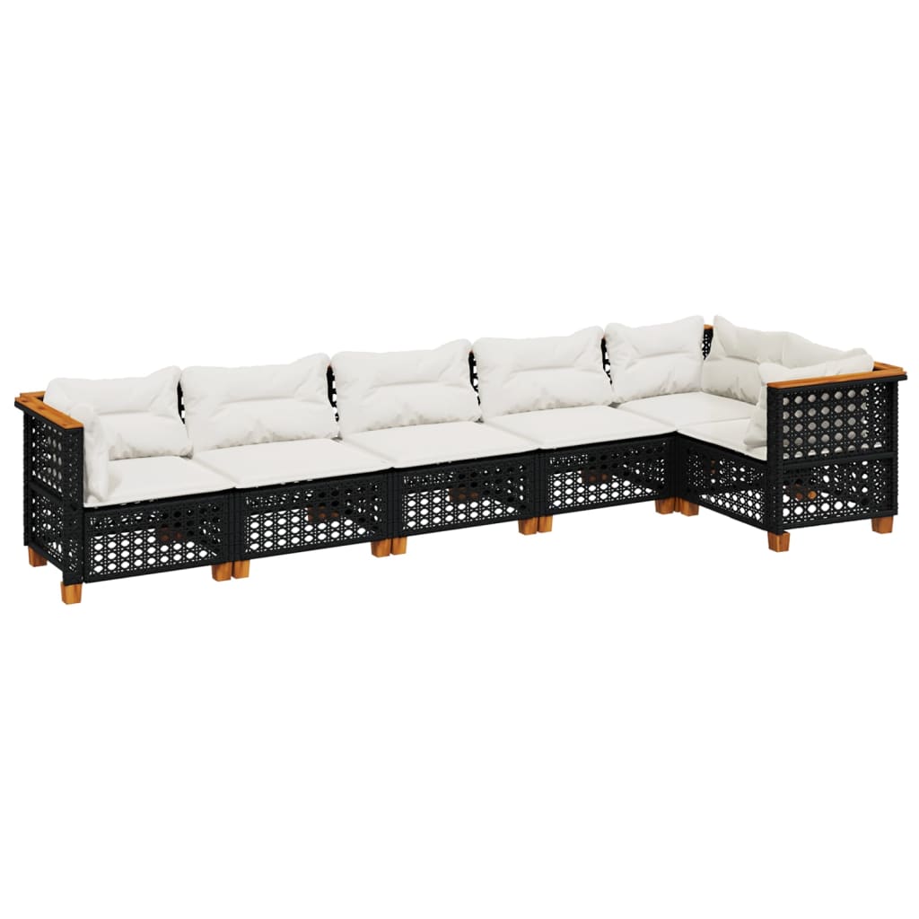Set mobilier de grădină cu perne, 6 piese, negru, poliratan GartenMobel Dekor