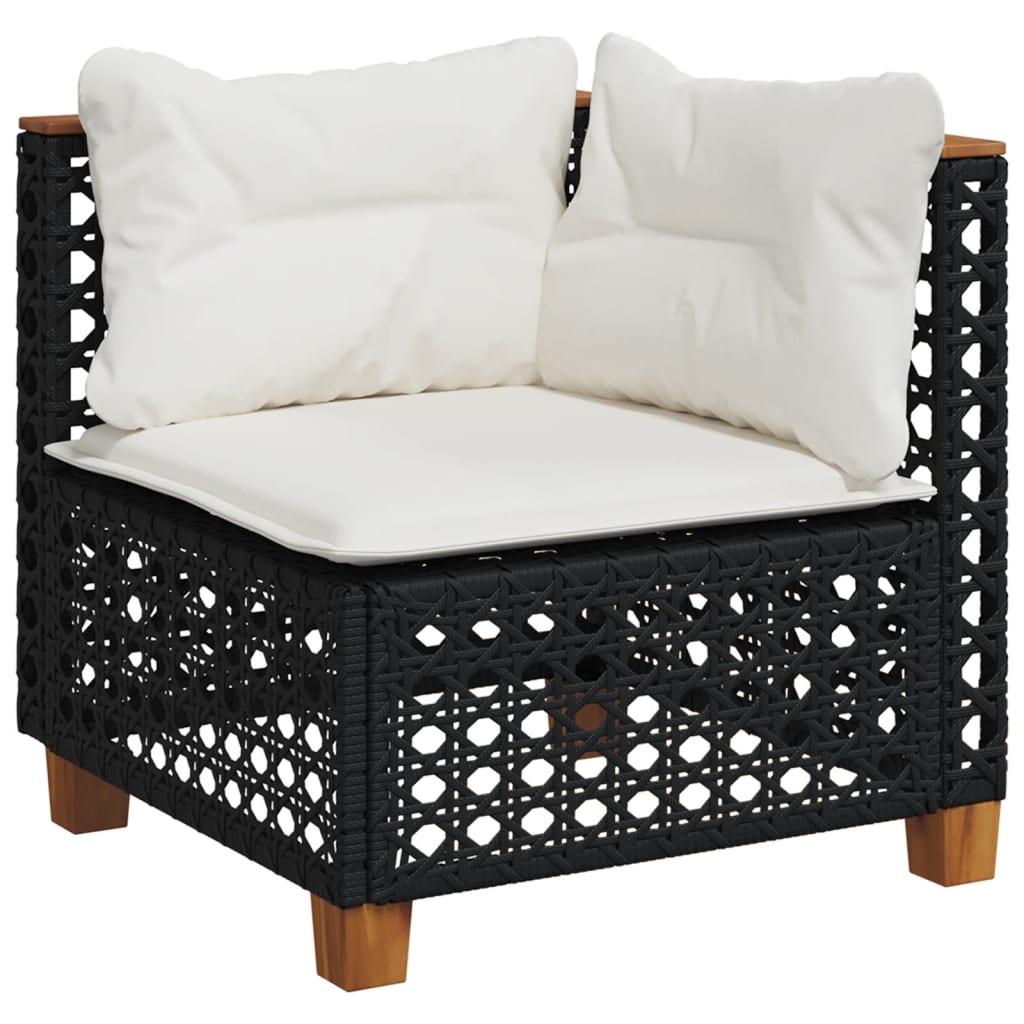 Set mobilier de grădină cu perne, 8 piese, negru, poliratan GartenMobel Dekor