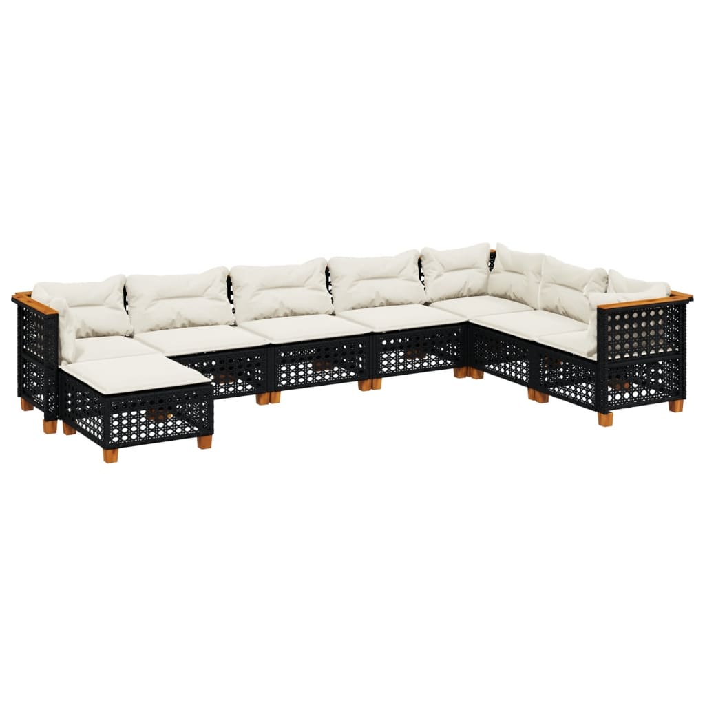 Set mobilier de grădină cu perne, 8 piese, negru, poliratan GartenMobel Dekor