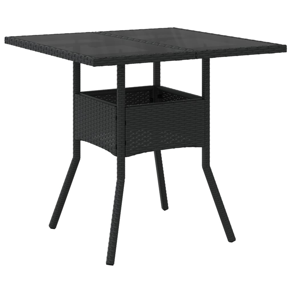 Set mobilier de grădină cu perne 3 piese negru poliratan&sticlă GartenMobel Dekor