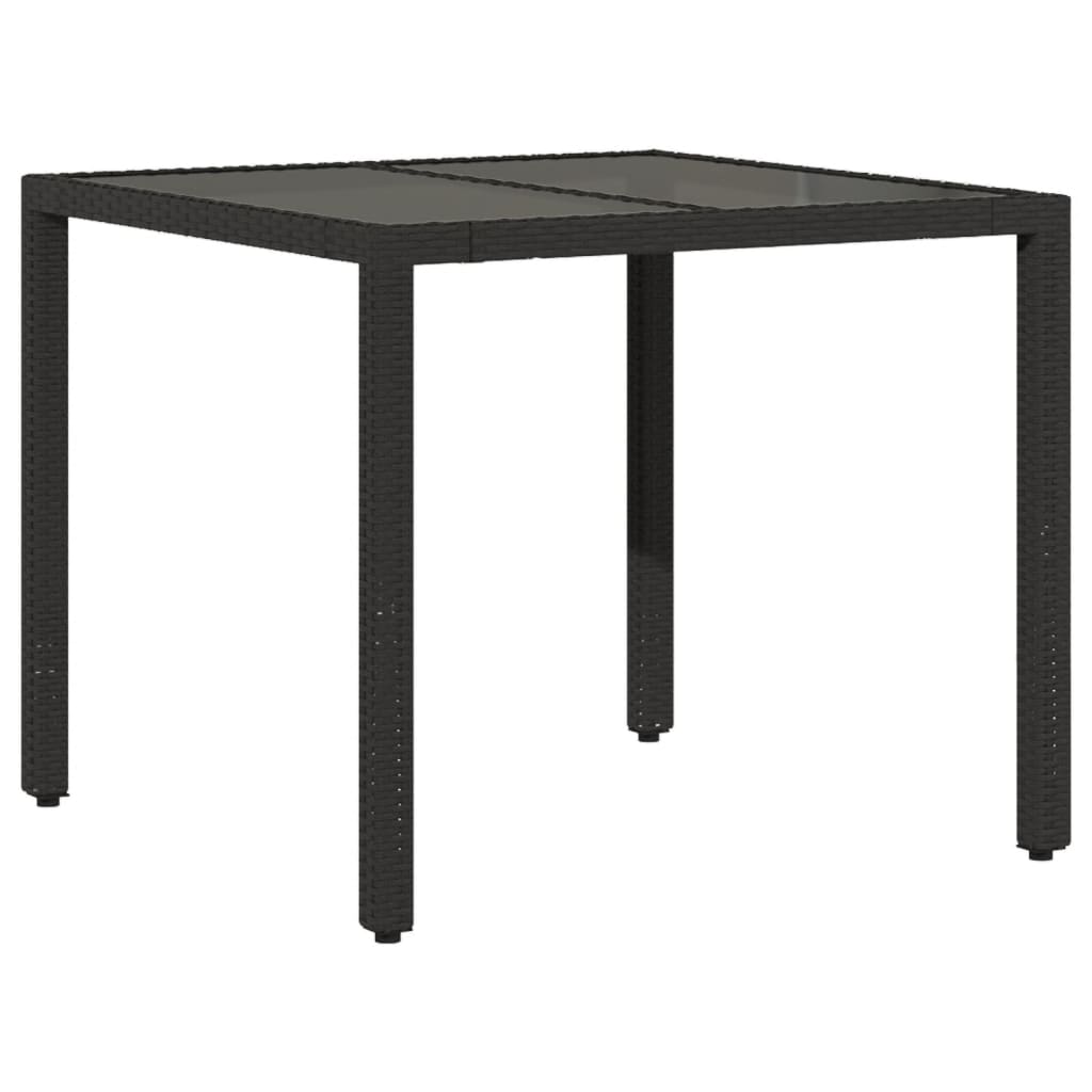 Set mobilier de grădină cu perne 3 piese negru poliratan&sticlă GartenMobel Dekor