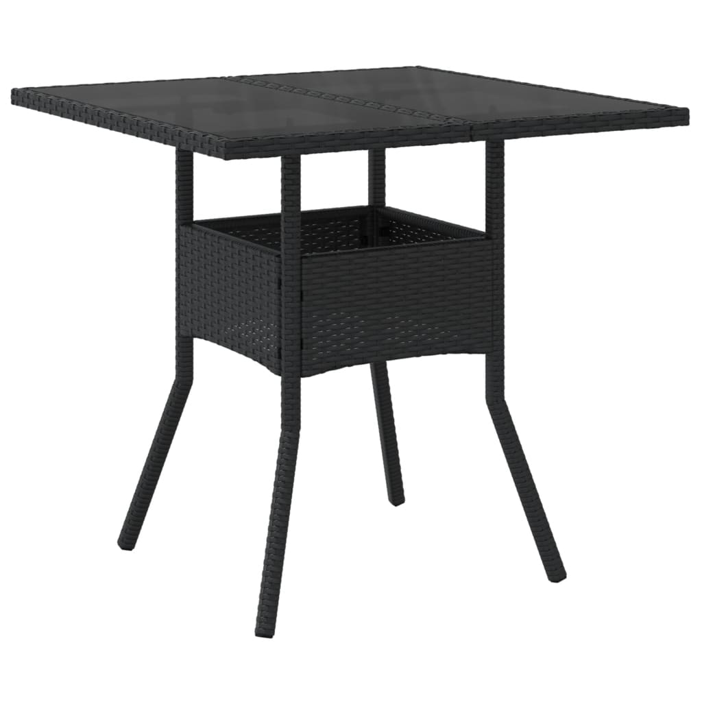 Set mobilier de grădină cu perne 3 piese negru poliratan&sticlă GartenMobel Dekor