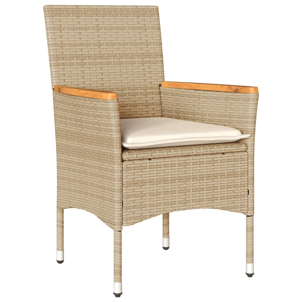 Set mobilier grădină cu perne 7 piese bej poliratan/lemn acacia GartenMobel Dekor