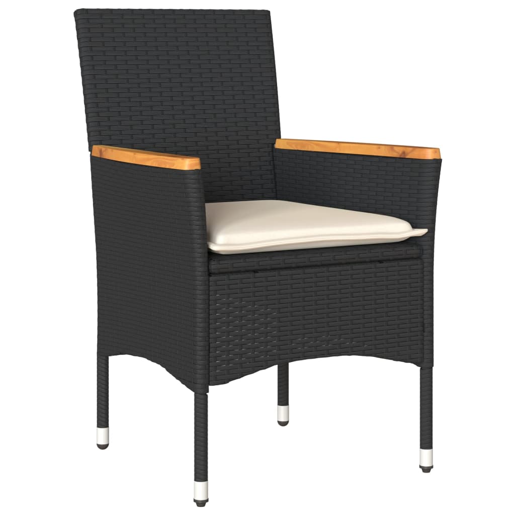 Set mobilier grădină perne 7 piese negru poliratan/lemn acacia GartenMobel Dekor