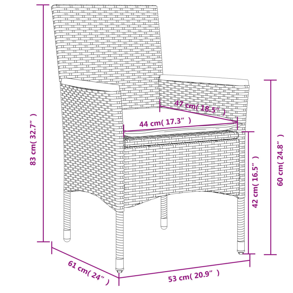 Set mobilier grădină perne 7 piese negru poliratan/lemn acacia GartenMobel Dekor