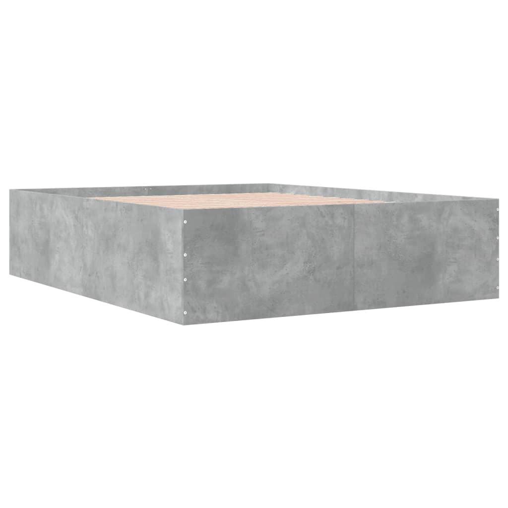 Cadru de pat, gri beton, 160x200 cm, lemn prelucrat GartenMobel Dekor