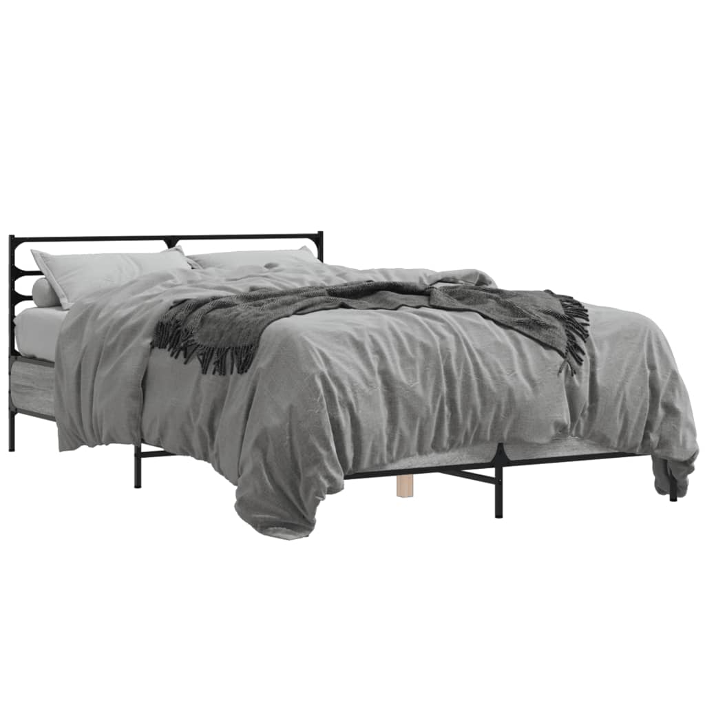 Cadru de pat, gri sonoma, 120x190 cm, lemn prelucrat și metal GartenMobel Dekor