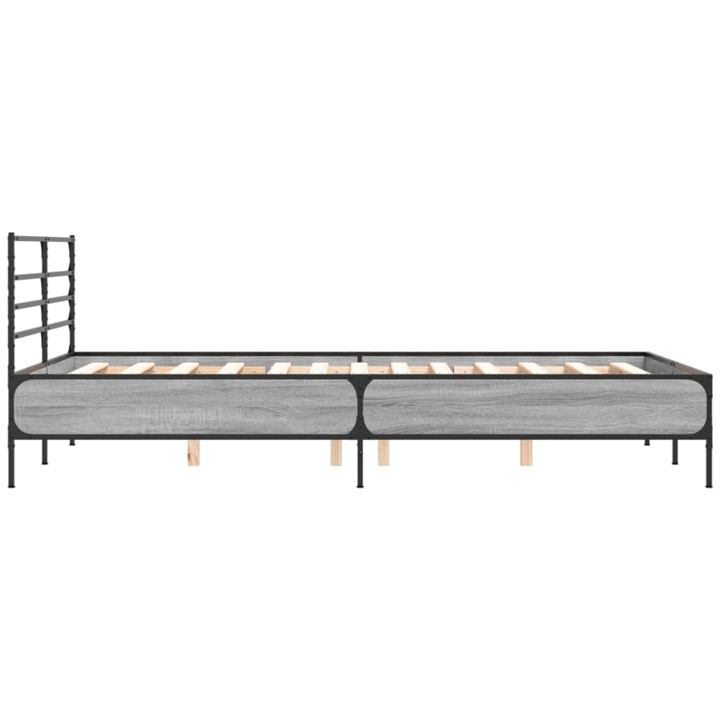 Cadru de pat, gri sonoma, 120x190 cm, lemn prelucrat și metal GartenMobel Dekor