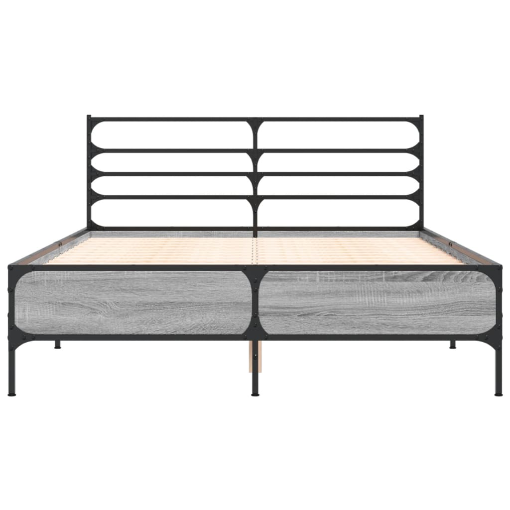 Cadru de pat, gri sonoma, 120x190 cm, lemn prelucrat și metal GartenMobel Dekor