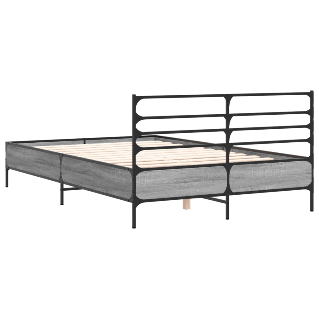 Cadru de pat, gri sonoma, 120x190 cm, lemn prelucrat și metal GartenMobel Dekor