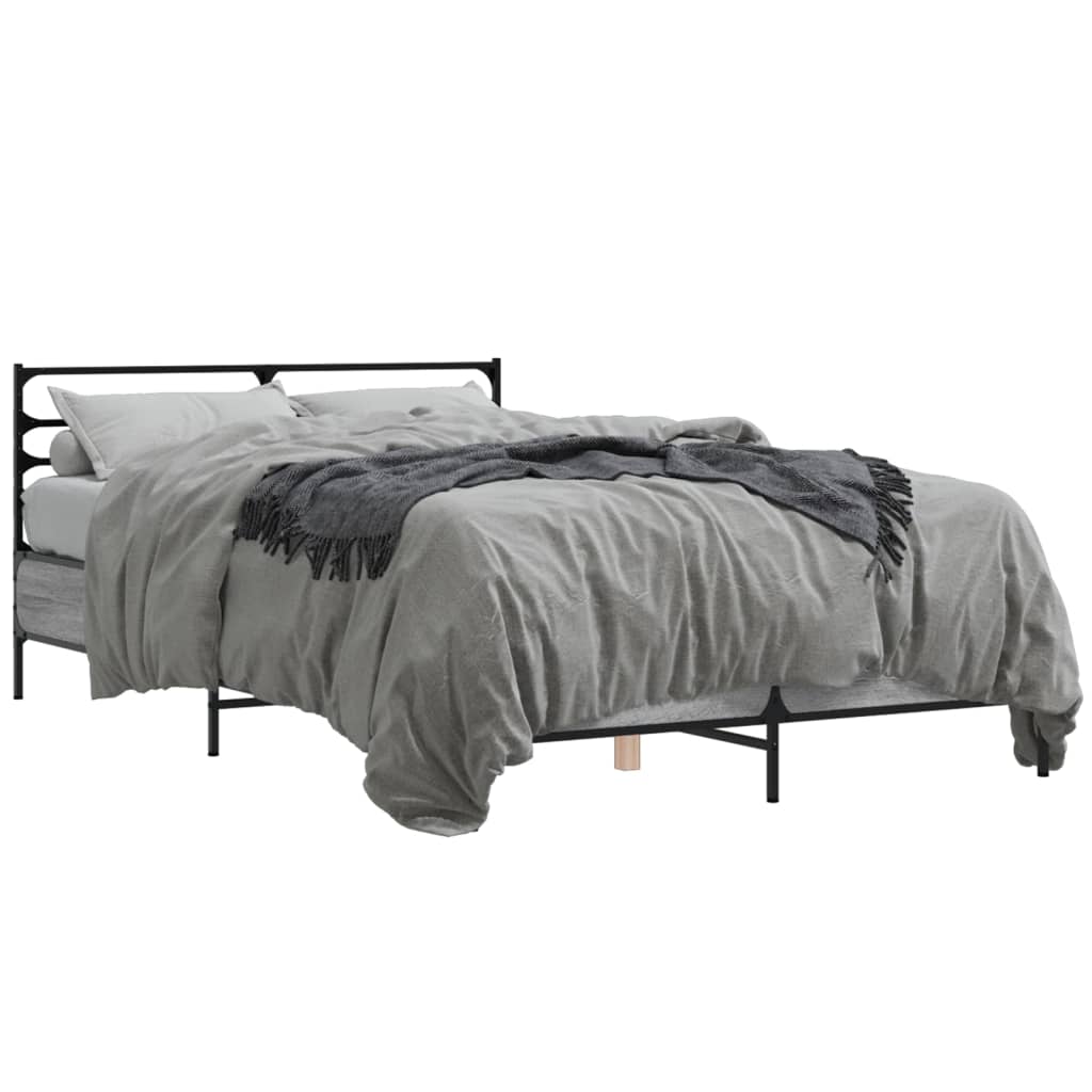 Cadru de pat, gri sonoma, 140x190 cm, lemn prelucrat și metal GartenMobel Dekor