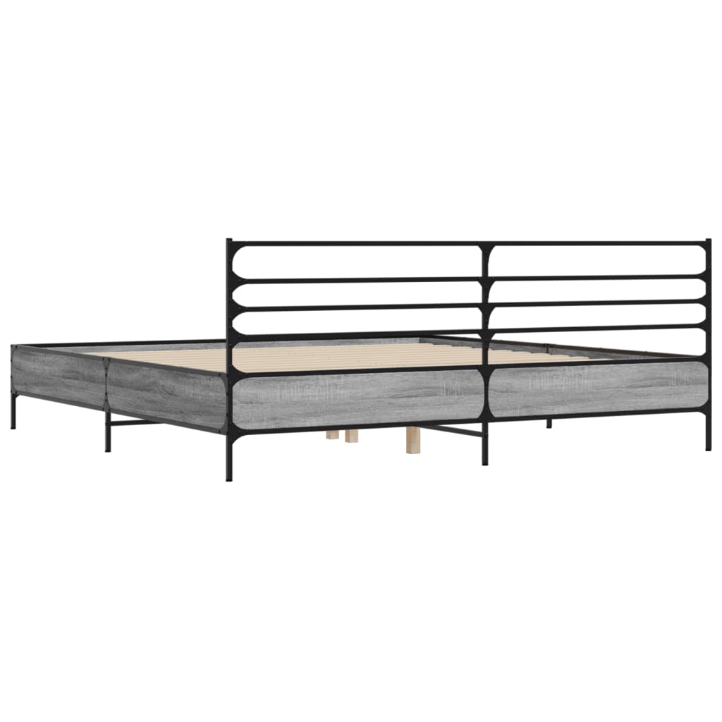 Cadru de pat, gri sonoma, 180x200 cm, lemn prelucrat și metal GartenMobel Dekor