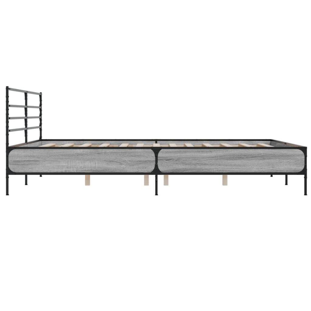 Cadru de pat, gri sonoma, 180x200 cm, lemn prelucrat și metal GartenMobel Dekor
